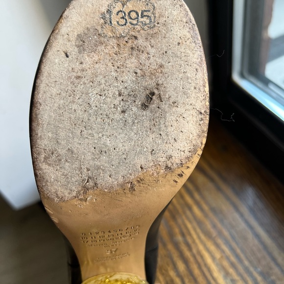 RARE Maison Margiela black Leather Ankle Boots with Gold Glitter Heel - Picture 8 of 10